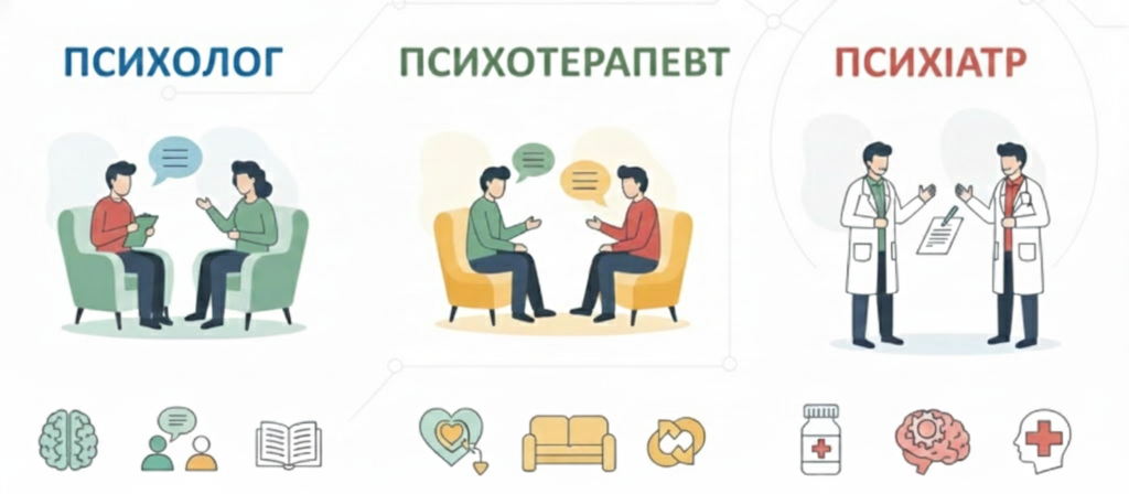 Психолог, психотерапевт і психіатр: у чому різниця та до кого звертатися